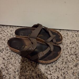 Birkenstock Dark Brown Cross-Strap Sandals